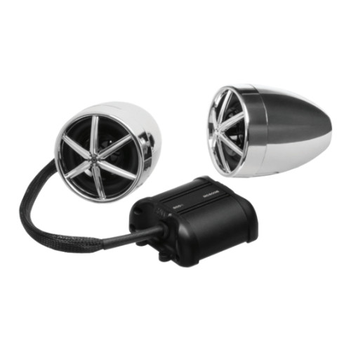 PartzBiz HD: 3444922-Chrome 3” Boss Audio MC600B Bluetooth 800 Watt Speakers Amp Kit Weatherproof FXD