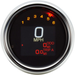 PartzBiz HD MLX-3000 - Dakota Digital Tank Speedometer MLX 3000 Chrome LED 3-3/8 นิ้ว 1994-03 Harley
