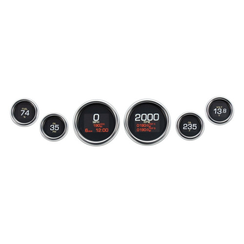 PartzBiz HD: 3461930-Dakota Digital Chrome Dresser MLX 6 Gauge Kit Set Upgrade 04-13 Harley Touring