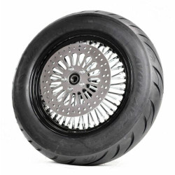 PartzBiz HD MS16561642A BLK RH +4700022+M-RT - 16X5.5 สีดำ 52 Fat Mammoth Spoke ยางล้อหลังแพคเกจ Harley Touring 09 + B