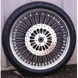 PartzBiz HD MS21580938BLKSPK+305764+m-rt-210 - 21‚ X 3.5‚” 52 ล้อ Mammoth Black Spoke BW Tyre 2000-2007 Harley Touring Package