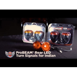 PartzBiz HD PB-IND-RTS-A-B - Custom Dynamics ProBeam ไฟเลี้ยวหน้า LED สีเหลืองอำพันสีดำ 14-19 Indian springfield roadmaster chieftain 2020-1743 20201743