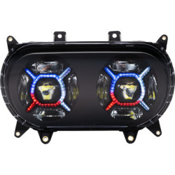 PartzBiz HD PG-RG-B - Custom Dynamics ProGLOW Double-X LED ไฟหน้า LED สีดำใส Harley FLTR 2015+