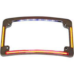 PartzBiz HD TF05-C - Custom Dynamics TF05-C Chrome All-In-One LED Quad Radius Horizontal License Plate Frame Universal 2030-0787 20300787 Harley Metric Honda Yamaha Kawasaki Triumph Victory