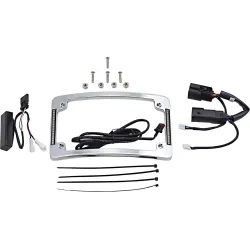 PartzBiz HD TF08-B - Radius License Plate Frame with Auxiliary Red LEDs and Tag Illumination PartzBiz HD TF08-B - Radius License Plate Frame with Auxiliary Red LEDs and Tag Illumination