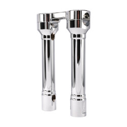 PartzBiz HD TSC-8100-3 - Thrashin‚' Hole Shot Risers 8‚” แคลมป์ด้านบนคู่อะลูมิเนียมโครเมียม 1‚” ขนาดเส้นผ่านศูนย์กลาง OE Harley
