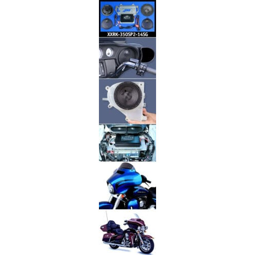 PartzBiz HD: 3449592-J&M STAGE 5 ROKKER XXR 350w 2 Speaker Amp Install Kit 14-19 Harley FLHX Ultra