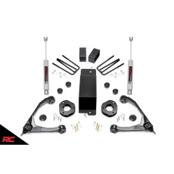 PartzBiz HD RT-19431 - 07-16 Chevrolet GMC 1500 4WD 3.5 ” Rough Country Lift Kit - เหล็กหล่อ RC 19431 Best New Front Rear Suspension Upgrade Shocks Control Arms Spacers Blocks Axle N3 4x4 Denali LS High Country Z71