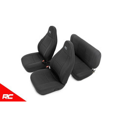 PartzBiz HD RT-91001 - หยาบประเทศ 91001 สีดำ Neoprene ที่นั่งสำหรับ 2003-2006 JEEP Wrangler TJ LJ 2 ประตู 4WD Offroad สีดำ Sahara Unlimited Mountain Rubicon กีฬาอุปกรณ์ตกแต่งภายใน