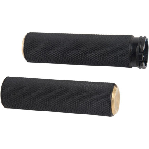 PartzBiz HD: 4425166-Arlen Ness Fusion Brass Knurled Hand Grips Harley Dual Cable Throttle Models | 07-332 PartzBiz HD: 4425166-Arlen Ness Fusion Brass Knurled Hand Grips Harley Dual Cable Throttle Models | 07-332