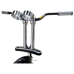 PartzBiz HD DS06021194 - Accutronix Chrome Bandit ไรเซอร์แบบเกลียว 10” พร้อมอะแดปเตอร์เมาท์เกจ 1-1/8 แคลมป์