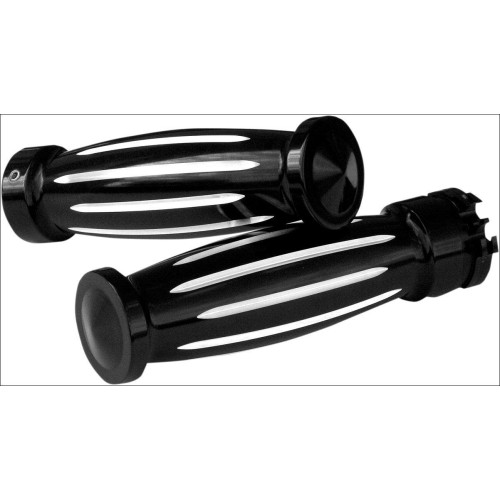 PartzBiz HD: 4425034-Accutronix Custom Gothic Diamond Style ปลอกแฮนด์คอนทราสต์สีดำ Harley Cable Throttle