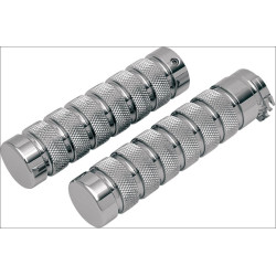 PartzBiz HD DS06300377 - Accutronix Custom Gothic Knurled Notched สไตล์ Chrome Hand Grips สำหรับ Harley Cable Throttle