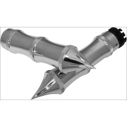 PartzBiz HD DS06301450 - Accutronix Custom Gothic Tribal Style Chrome Hand Grips for Harley Cable Throttle PartzBiz HD DS06301450 - Accutronix Custom Gothic Tribal Style Chrome Hand Grips for Harley Cable Throttle