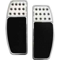 PartzBiz HD DS16211050 - Accutronix FBF01-DOC แผ่นปูพื้นด้านหน้า Chrome Knurled Drilled Harley 84-Up