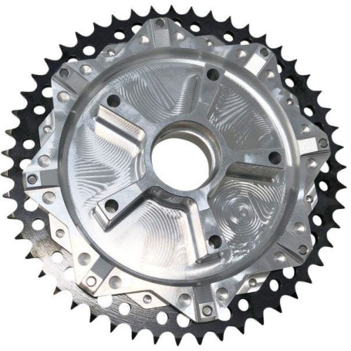 PartzBiz HD: 4424841-Alloy Art Black w/ Machine Cush Drive Carrier 51T Chain Conversion Harley FLH/T 09-21 PartzBiz HD: 4424841-Alloy Art Black w/ Machine Cush Drive Carrier 51T Chain Conversion Harley FLH/T 09-21
