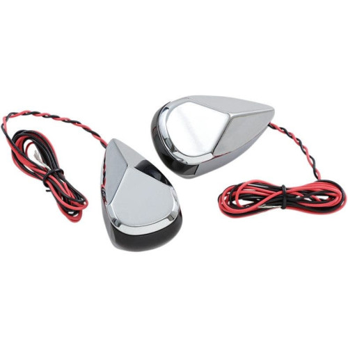 PartzBiz HD: 4424803-Alloy Art MRL-2C Chrome Finish with Smoke Lens and Red LED Signal Marker Lights 98-19 Harley davidson electra road street glide king cvo turn indicator running custom lighting upgrade
