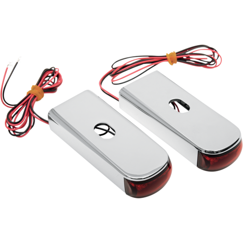 PartzBiz HD: 4424774-Alloy Art Raw w/ Red LED Red Lens Fender Strut LED Marker Light For Harley Dyna 2006-2014