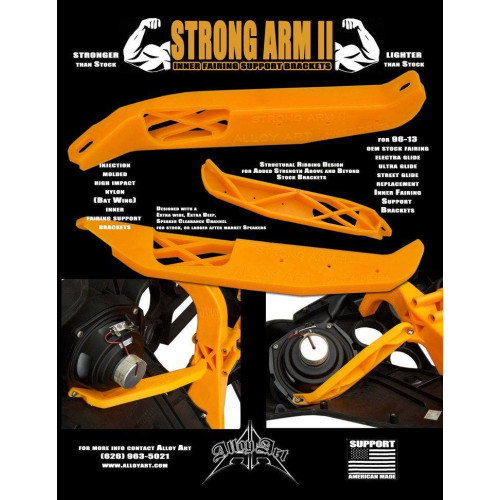 PartzBiz HD: 4424722-Alloy Art Strong Arm II Inner Fairing Speaker Support Brackets FLH Harley 58938-96C / 58939-96C