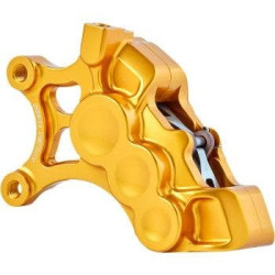 PartzBiz HD AN02-201 - Arlen Ness 02-201 Gold 6-Piston Caliper สำหรับดิสก์หน้า 14” ซ้าย Harley & Custom