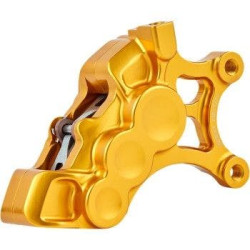 PartzBiz HD AN02-204 - Arlen Ness 02-204 Gold 6-Piston Caliper สำหรับดิสก์หน้า 14” ซ้าย Harley & Custom