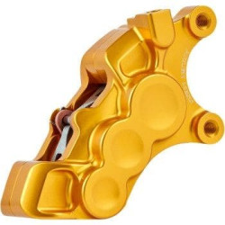 PartzBiz HD AN02-228 - Arlen Ness 02-228 Gold 6-Piston Caliper สำหรับดิสก์หน้า 11.8” ซ้าย Harley Custom