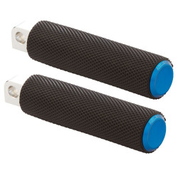 PartzBiz HD AN07-937 - Arlen Ness 07-937 Fusion Knurled Male Mount Footpeg w/ Blue End Cap สำหรับ Harley 76-Up