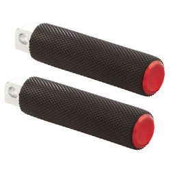 PartzBiz HD AN07-938 - Arlen Ness 07-938 Fusion Knurled Male Mount Footpeg พร้อมฝาท้ายสีแดง Harley 76-Up