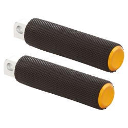 PartzBiz HD AN07-939 - Arlen Ness 07-939 Fusion Knurled Male Mount Footpeg w/ Gold End Cap สำหรับ Harley 76-Up