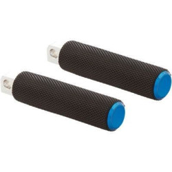 PartzBiz HD AN07-951 - Arlen Ness 07-951 Blue Billet Knurled Fusion พักเท้าผู้โดยสาร HD Softail M8
