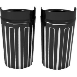 PartzBiz HD AN20-017 - Arlen Ness 10 Gauge Black Upper Slider Hot Legs Covers Cow Bells Harley 86-13 | 20-017