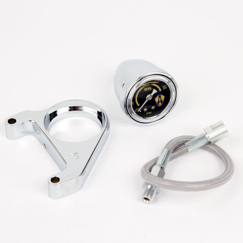 PartzBiz HD: 4424294-Arlen Ness 15-657 ชุดเกจวัดแรงดันน้ำมัน Chrome Radius Harley Evolution EVO 84-99