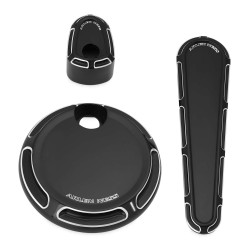 PartzBiz HD AN91-116 - Arlen Ness Black Beveled Dash Accessory Pack Ignition Fuel Door Dash 08-13 | 91-116