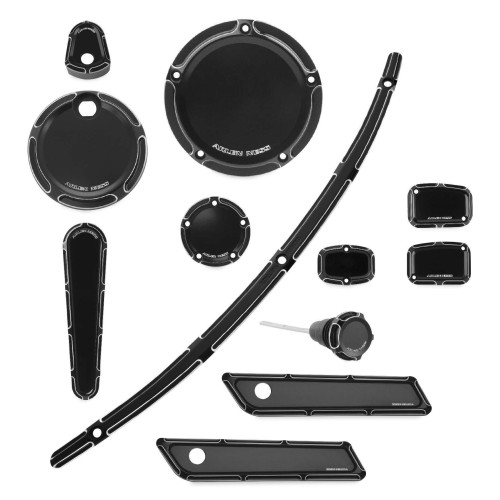 PartzBiz HD: 4423904-Arlen Ness Black Beveled Family Pack Accessories Covers Trims Harley 14-15 | 91-101 PartzBiz HD: 4423904-Arlen Ness Black Beveled Family Pack Accessories Covers Trims Harley 14-15 | 91-101