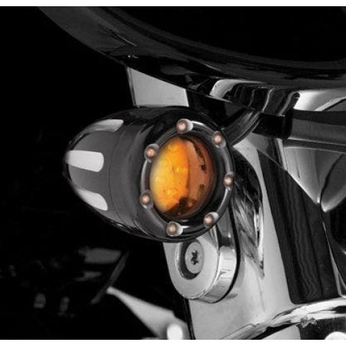 PartzBiz HD: 4423879-Arlen Ness Black Deep Cut Amber Lens & Ring of Fire DF Turn Signal for Harley | 12-753