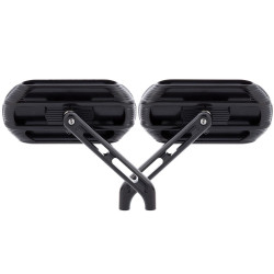 PartzBiz HD AN510-000 & AN510-002 - Arlen Ness Black Sidekick กระจกวงรีซ้ายและขวา Harley Universal 0640-1450 06401450 0640-1452 06401452 Victory Indian Cruiser Touring Motorcycle