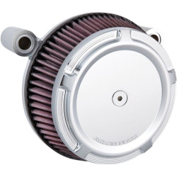 PartzBiz HD AN18-314 - Arlen Ness เครื่องฟอกอากาศ Chrome Big Sucker Stage I พร้อมฝาครอบแบบเอียง M8 17-18 | 18-314