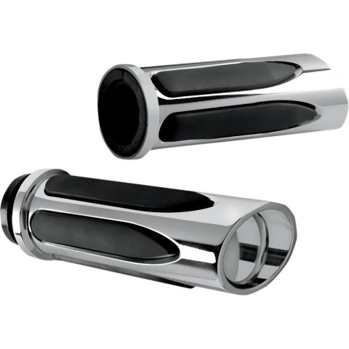 PartzBiz HD: 4423712-Arlen Ness Chrome Deep Cut Soft-Touch Hand Grips Harley Throttle by Wire | 07-052