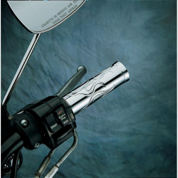 PartzBiz HD AN07-103 - Arlen Ness Chrome Tech ปลอกแฮนด์ Billet Flamed สำหรับ Harley Dual Throttle Cable | 07-103
