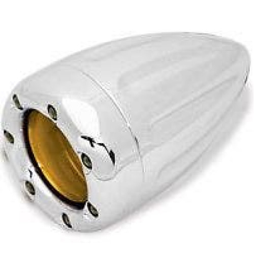 PartzBiz HD: 4423635-Arlen Ness Chrome Deep Cut Amber Lens Turn Signal & White LED Trim Ring for Harley