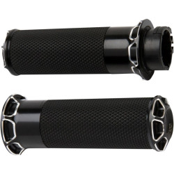 PartzBiz HD AN07-329 - ปลอกแฮนด์ Arlen Ness Fusion Black Beveled Harley Throttle By Wire Models | 07-329