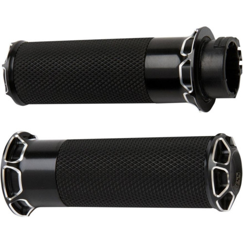 PartzBiz HD: 4423592-Arlen Ness Fusion Black Beveled Hand Grips Harley Throttle By Wire Models | 07-329 PartzBiz HD: 4423592-Arlen Ness Fusion Black Beveled Hand Grips Harley Throttle By Wire Models | 07-329