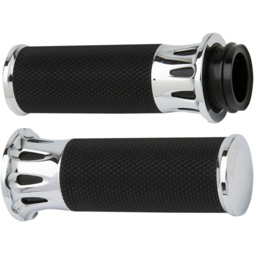 PartzBiz HD: 4423599-Arlen Ness Fusion Chrome Deep Cut Hand Grips Harley Dual Cable Throttle Models | 07-316 PartzBiz HD: 4423599-Arlen Ness Fusion Chrome Deep Cut Hand Grips Harley Dual Cable Throttle Models | 07-316