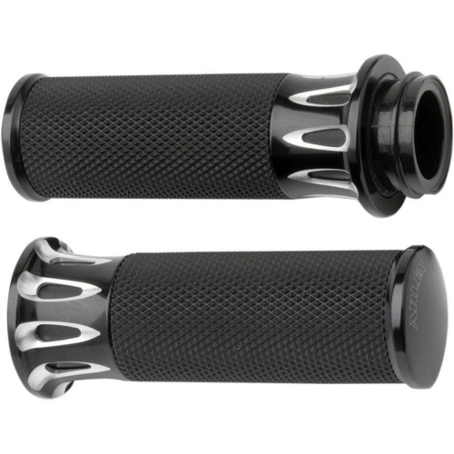 PartzBiz HD: 4423600-Arlen Ness Fusion Black Deep Cut Hand Grips Harley Dual Cable Throttle Models | 07-317 PartzBiz HD: 4423600-Arlen Ness Fusion Black Deep Cut Hand Grips Harley Dual Cable Throttle Models | 07-317