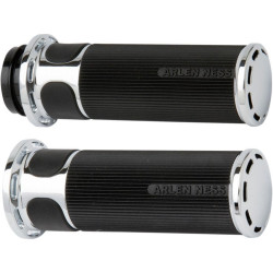 PartzBiz HD AN07-300 - Arlen Ness Fusion Chrome Slot Track Hand Grips สำหรับ Harley Dual Cable Throttle Models | 07-300 PartzBiz HD AN07-300 - Arlen Ness Fusion Chrome Slot Track Hand Grips สำหรับ Harley Dual Cable Throttle Models | 07-300