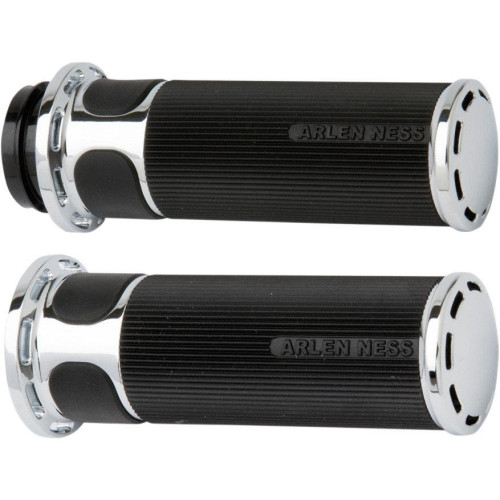 PartzBiz HD: 4423607-Arlen Ness Fusion Chrome Slot Track Hand Grips Harley Dual Cable Throttle Models | 07-300 PartzBiz HD: 4423607-Arlen Ness Fusion Chrome Slot Track Hand Grips Harley Dual Cable Throttle Models | 07-300