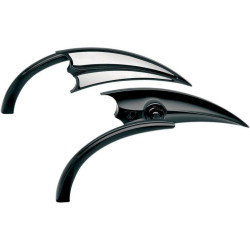 PartzBiz HD AN13-028/AN13-029 - Arlen Ness Micro Black Scoop กระจกมองข้างซ้ายและขวา Harley Metric คู่