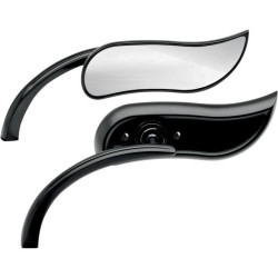 PartzBiz HD AN13-404/AN13-405 - กระจกแฮนด์ Arlen Ness Micro Black Upswept ซ้ายและขวา Harley และคู่เมตริก