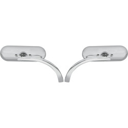PartzBiz HD AN13-406/AN13-407 - Arlen Ness Micro Chrome Mini Oval กระจกมองข้างซ้ายและขวา Harley Metric คู่