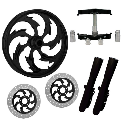 PartzBiz HD: 4423368-Assault Black 23” ยางล้อ Dual Rotors พร้อม Raked Triple Trees ส่วนล่างและตัวเลื่อน | โจมตี-DUAL-BLK-KIT-PCKG PartzBiz HD: 4423368-Assault Black 23” ยางล้อ Dual Rotors พร้อม Raked Triple Trees ส่วนล่างและตัวเลื่อน | โจมตี-DUAL-BLK-KIT-PCKG